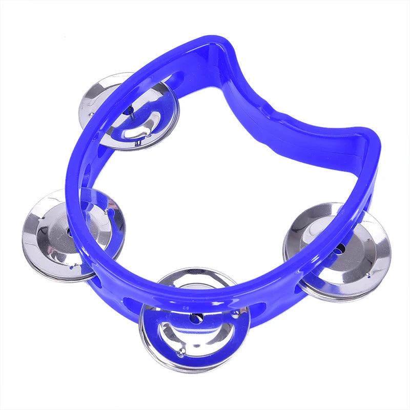 Tambourine Half Moon Shaped Hand Bell Drum For Karaoke Performance Party Free Style Dance Portable Oasis Select Blue