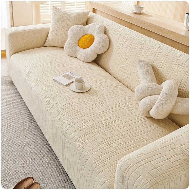 2025 New Anti-cat Scratch Sofa Cover Full Package Thickened Sofa Protection Cover for Autumn and Winter Oasis Select Off-white 5 people 305-360cm