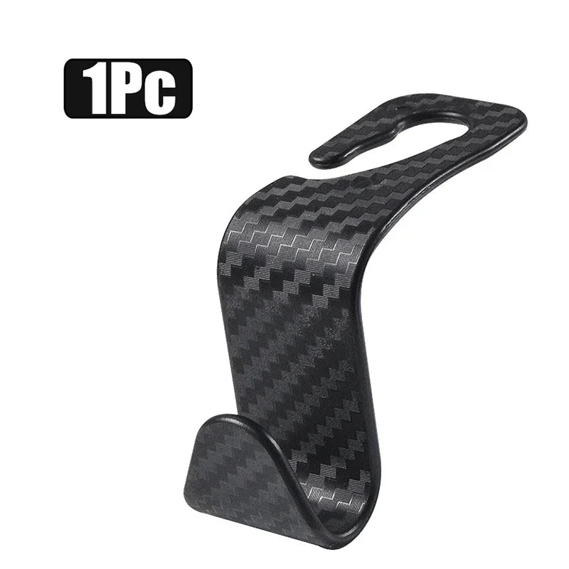 1/2/4Pcs Universal Auto Seat Headrest Hook Storage Hanger Car Vehicle Back Seat Organizer Holder Car Interior Accessories Oasis Select Carbon Black 1Pc