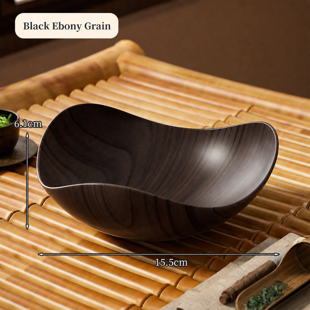 Triangular Fruit Bowl | Retro Wood Grain Snack Serving Platter