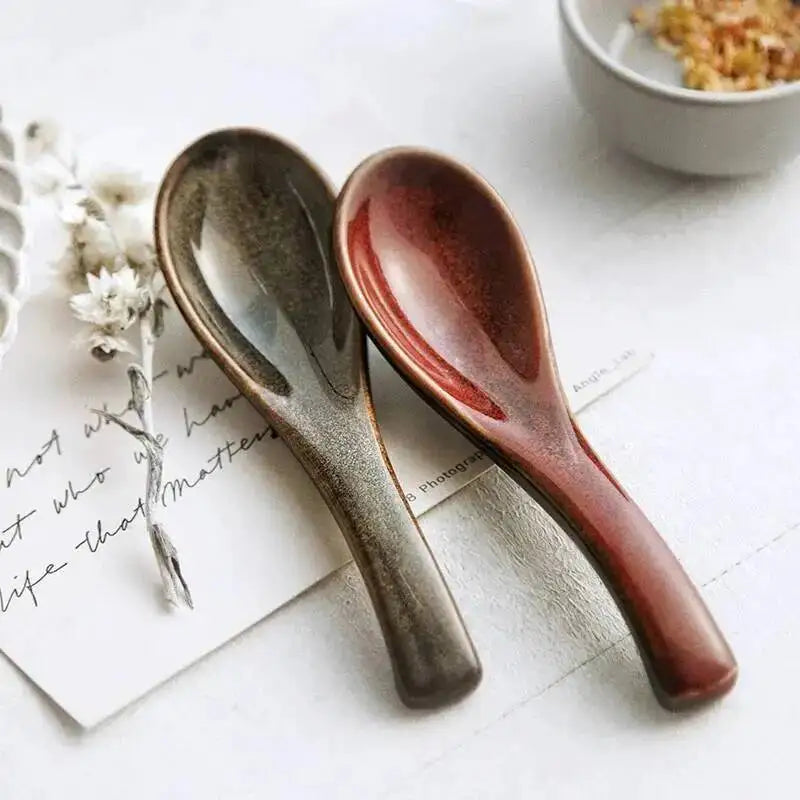 Kiln-fired Spoons Rice Spoons Soup Porridge Dessert Spoons Household Restaurant Oasis Select