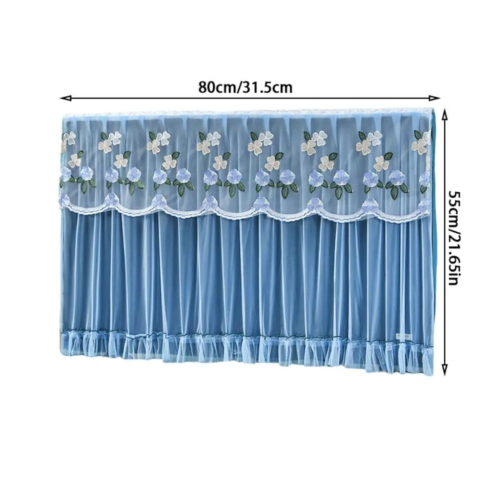 Fashion 32 Inch TV Dust Cover Embroidered Lace Wall Mounted LCD TV Protective Cover Ultra-thin TV Screen Monitor Cloth Oasis Select