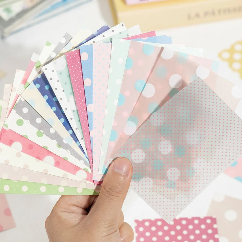50Pcs Polka Dot Kraft & Vellum Paper Sheets for M5 Journals