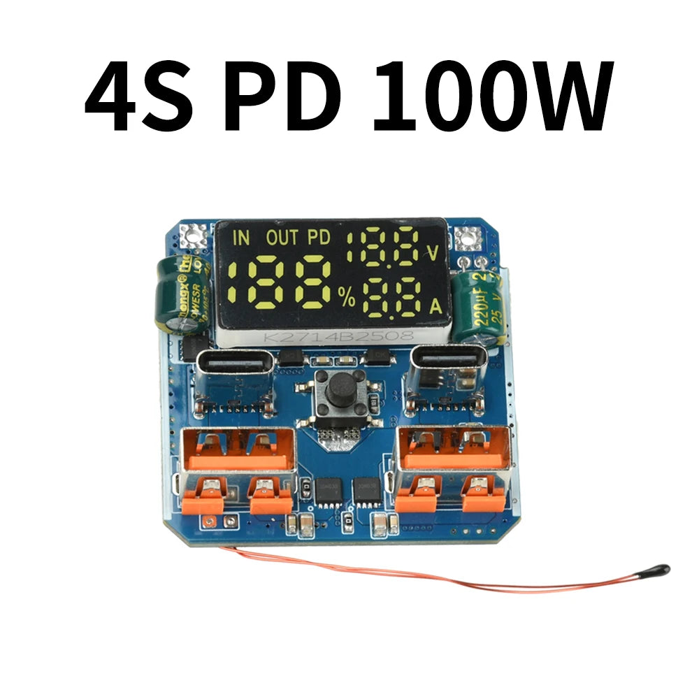 4S 18~100W Adaptive Bidirectional Fast Charging Module Power Bank Mainboard with Battery Level Display Thermal Control Protectio Oasis Select Default Title
