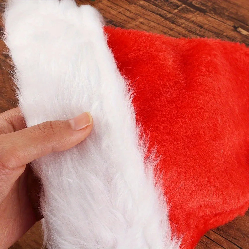 New Year Christmas Hat Plush Thickened Santa Claus Xmas Hats for Adult Kids Adjustable Christmas Caps Festive Party Decor Oasis Select