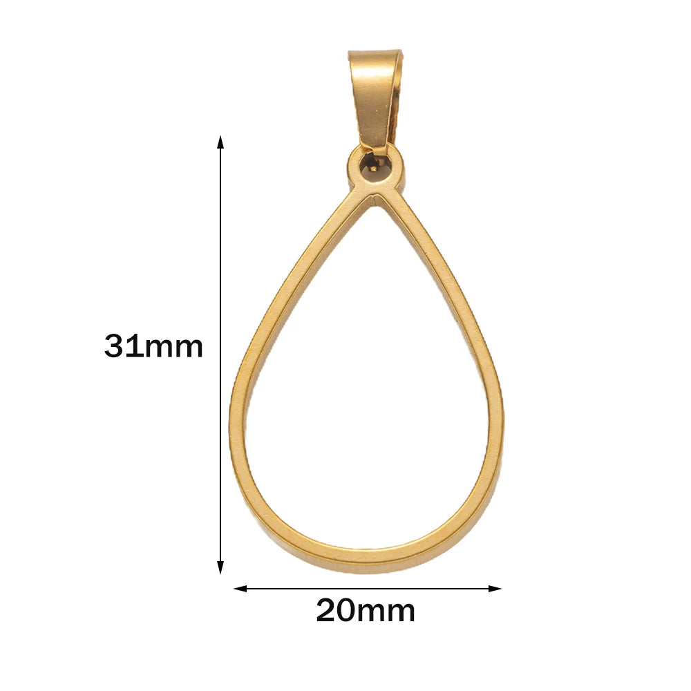 5pcs Stainless Steel Open Back Resin Molds Pendants Blanks Frame Hollow Bezel Charms for Earrings Necklace Bracelet DIY Making Oasis Select GD 20X31mm