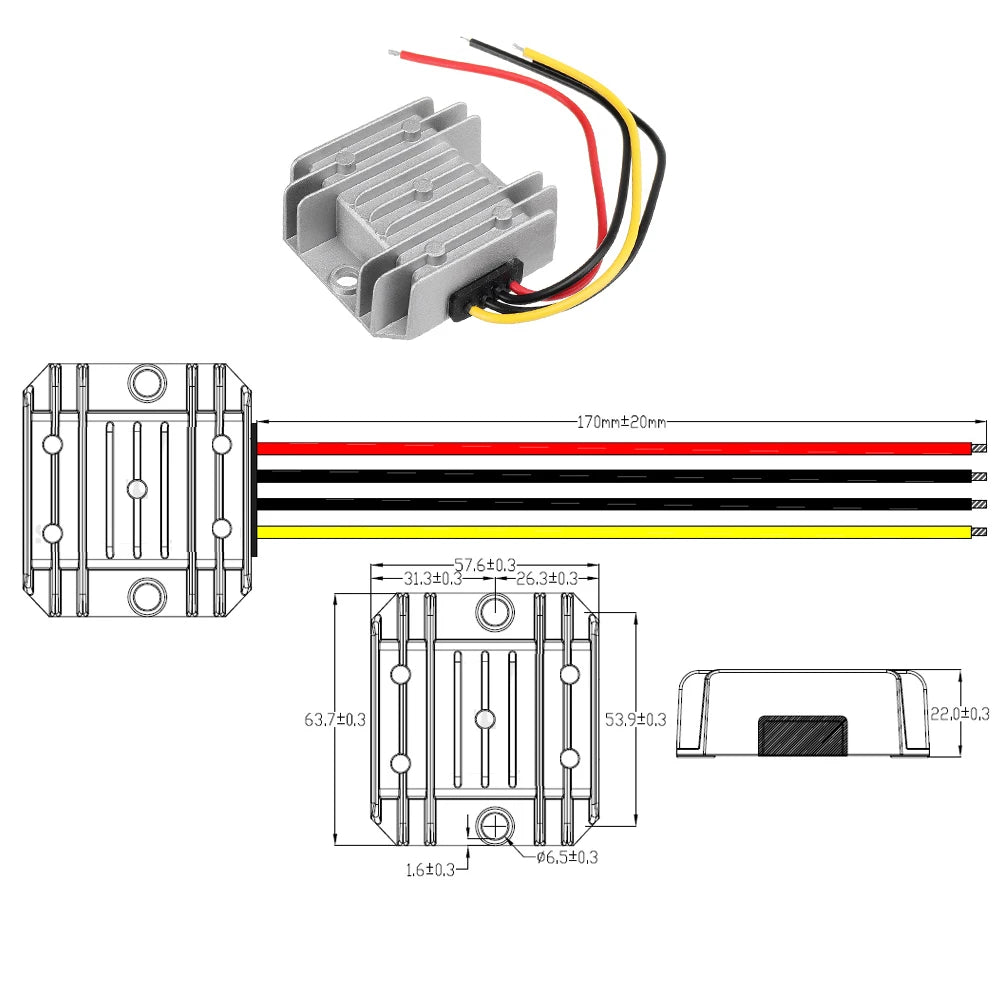 72V 60V 54V 48V 36V 24V to 12V 10A 8A 5A 3A Regulator 48 V DC Buck Car Truck Bus Taxi Vehicle Step Down Voltage Converter Oasis Select