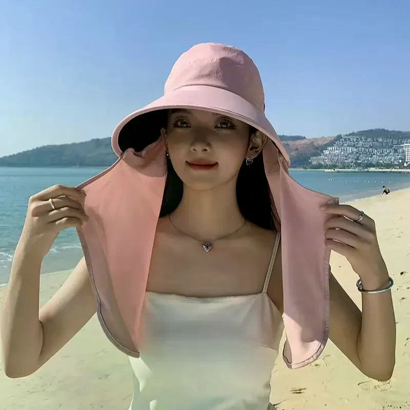 Women Anti UV Sunshade Shawl Cap Detachable Wide Brim Visor For Outdoor Sports Beach Travel Accessory Oasis Select