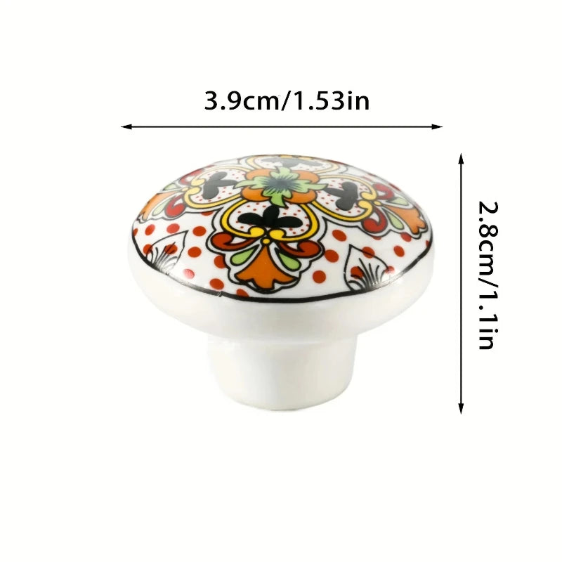 Bohemian Style Ceramic Knob 1pcs, Antique Metal Finish Screw In Pull Handles for Cabinet Doors and Drawer Oasis Select