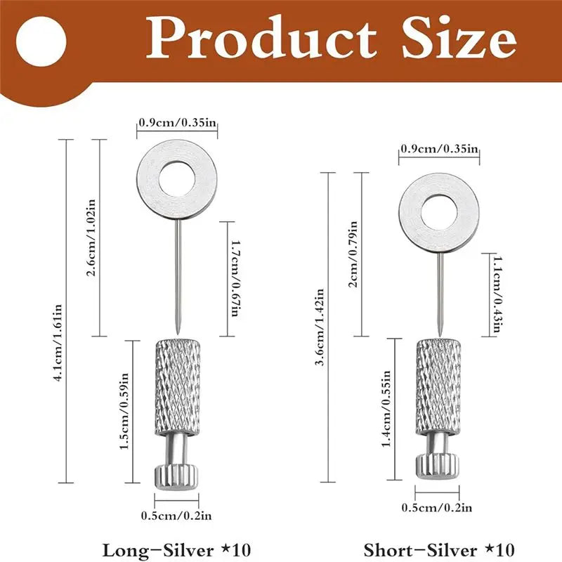 LIKE WISH 20Pcs Suture Positioning Needles,2 Size Leather Hand Sewing Position, Leathercraft Located Needles, Locking Pins Silve Oasis Select