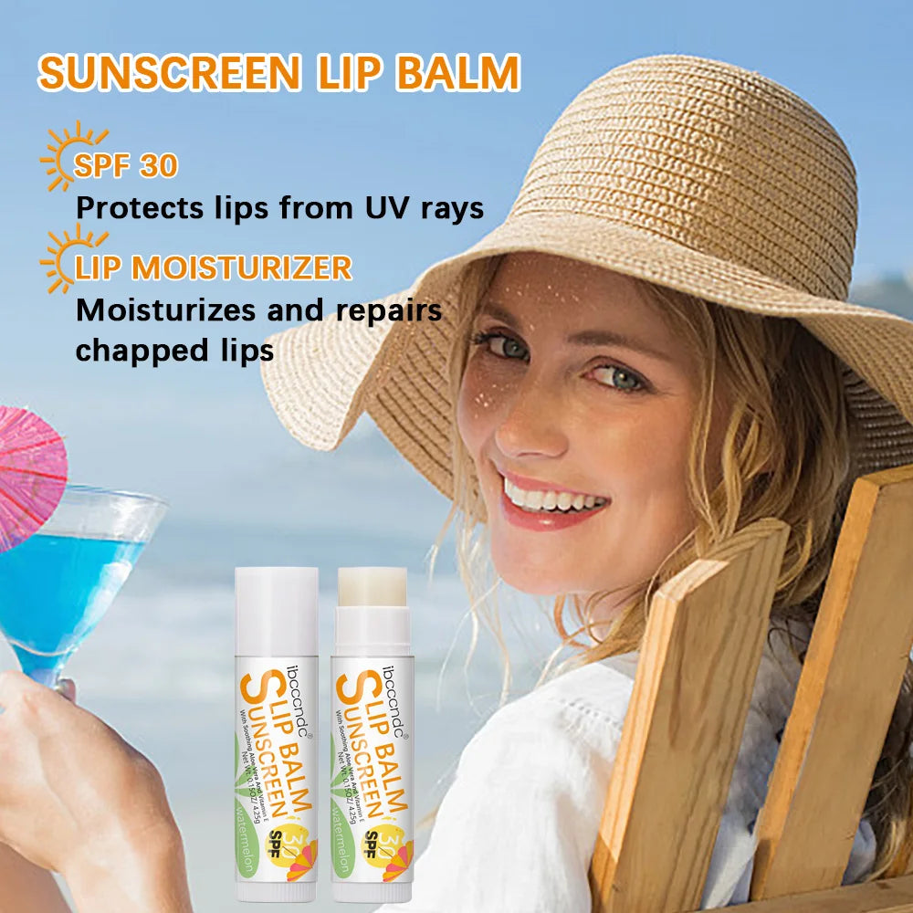 1 Piece Sunscreen Lip Balm SPF 30 UVA Protection Lips Moisturizer Watermelon Coconut Banana Flavor Colorless Lipstick Sun Care Oasis Select