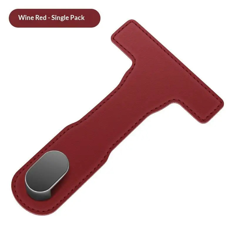 Car Glove Box Purse Hook Universal Hidden Car Hook PU Leather Hanging Hooks Interior Seat Back Hanger Hook Accessories Oasis Select Wine red