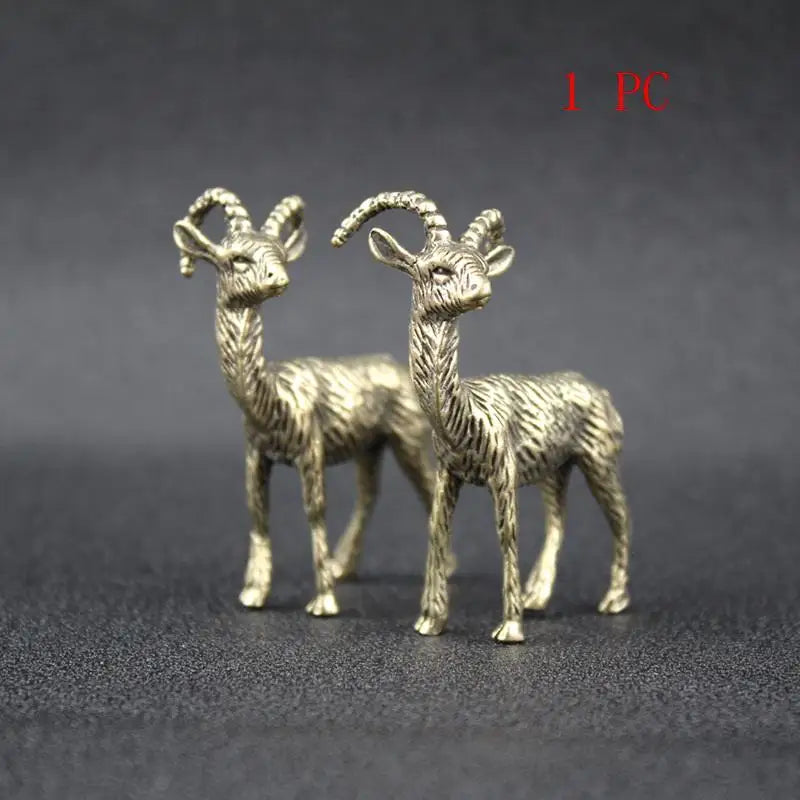 Antique Brass Goat Miniature | Metal Figurine Home & Tea Décor