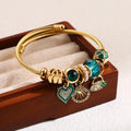 Fashion Multi Element Stainless Steel Circle Panjiadora Beaded Love Bracelet Suitable for Women's Dating, Daily Holiday Gifts Oasis Select Light Yellow Gold Color 58-60mm