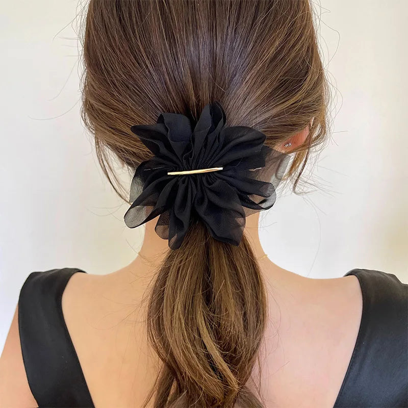 Big Spring Hair Claw Clips Women Metal Chiffon Flowers Ponytail Holder Hairpin Barrettes Fashion Girls Hair Accessories Hairgrip Oasis Select