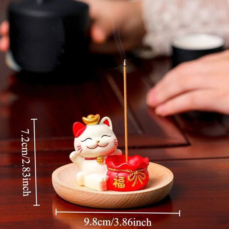 Ceramic Incense Burner Cute Cat Incense Holder Stand,Sandalwood Sticks Porta Incienso Aromatherapy Censer Teahouse Home Decor Oasis Select lucky bag