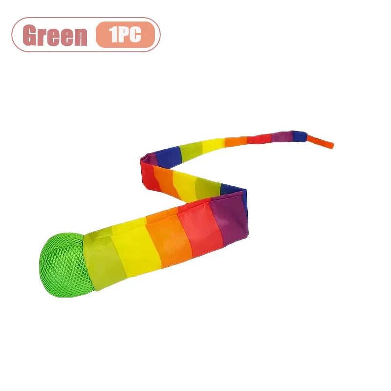 1-20PCS Rainbow Ball with Soft Tail Outdoor Indoor Throwing Catching Play Toy Sensory Integration Coordination Training Sports Oasis Select Green-1PC