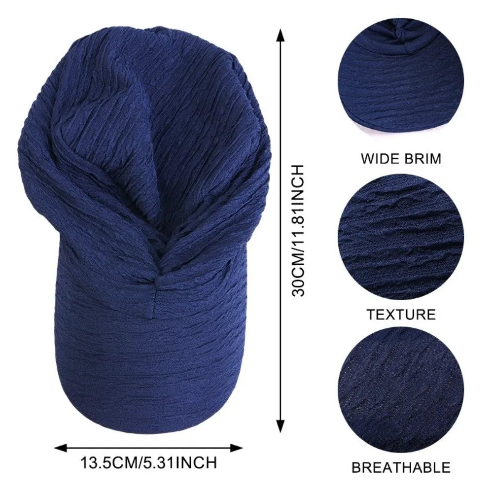 Simple Solid Color Headwraps Hat Wide Brim Casual Sun Hat Baseball Hijab Cap Women Oasis Select