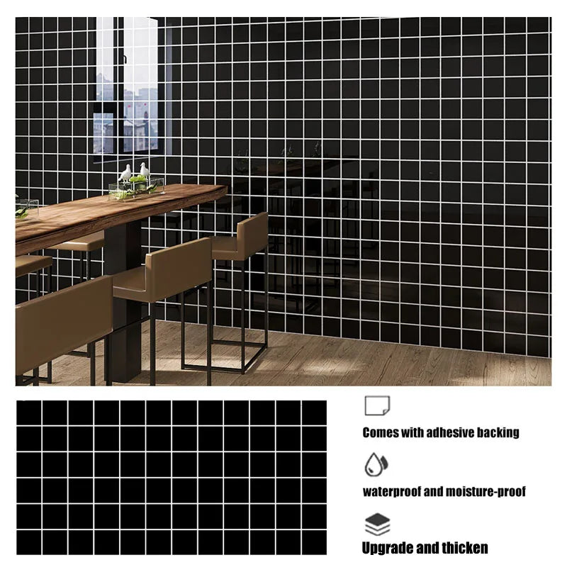 Adhesive Wallpaper for Wall Sticker Paper 40cm Decorative Walls Paper Black Grid Refurbish Waterproof and Moisture-proof Kitchen Oasis Select A 40cmX300cm