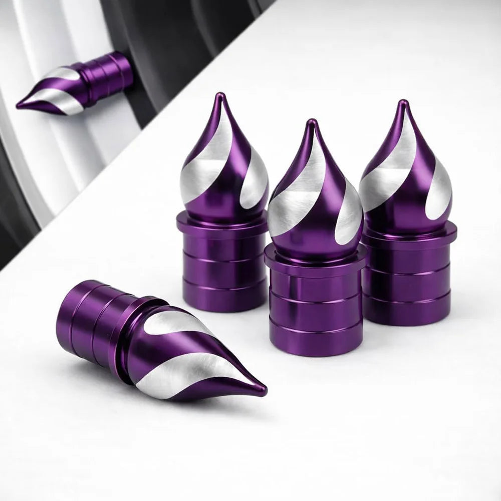 4Pcs Tire Valve Stem Caps CNC Aluminum Alloy Valve Caps Corrosion Resistant & Airtight, for Cars Trucks SUVs Motorcycles Bikes Oasis Select Purple-4Pcs