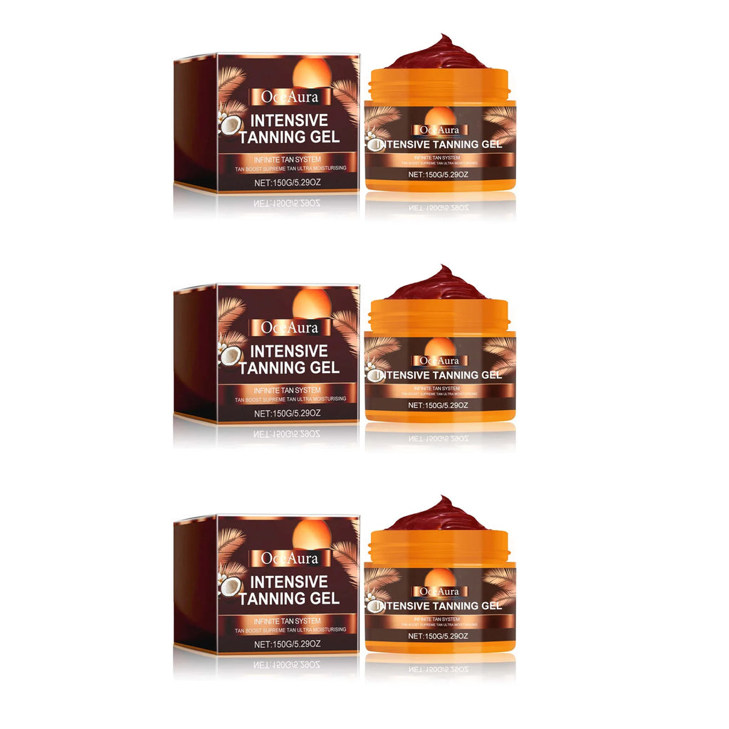 Intensive Tanning Gel & Cream Set Accelerator Bronzing Dark Skin Long Lasting Moisturizing Face Body Sunless Self Tanning Cream Oasis Select 3Pcs