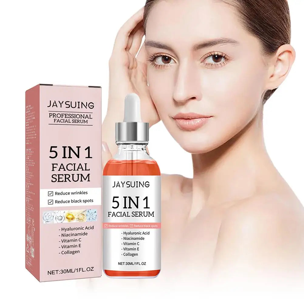 5 In 1 Fade fine lines Firming Face Serum Moisturizing brightning Vitamin C Hyaluronic Acid Facial Serum Shrink Pores Skin Care Oasis Select