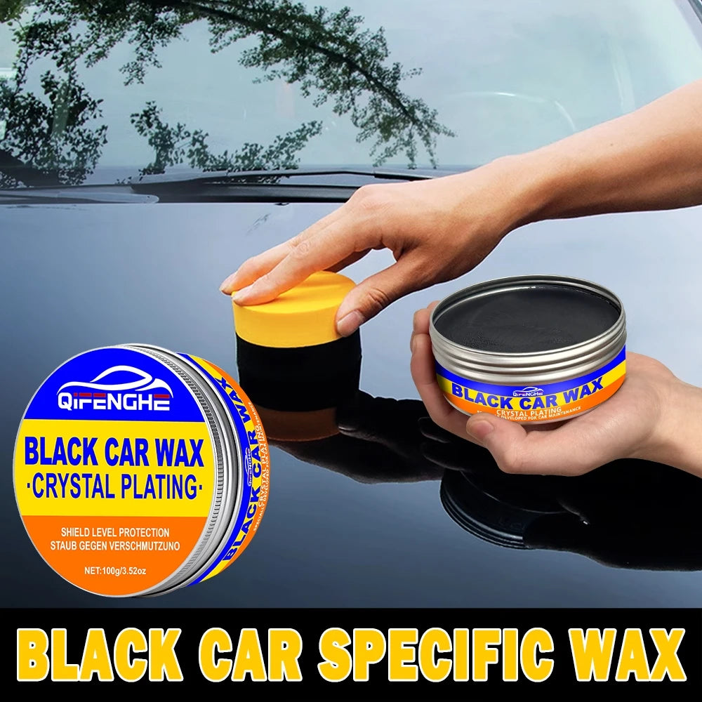 Black Car Wax with Sponge – Crystal Plating & Hydrophobic Coating