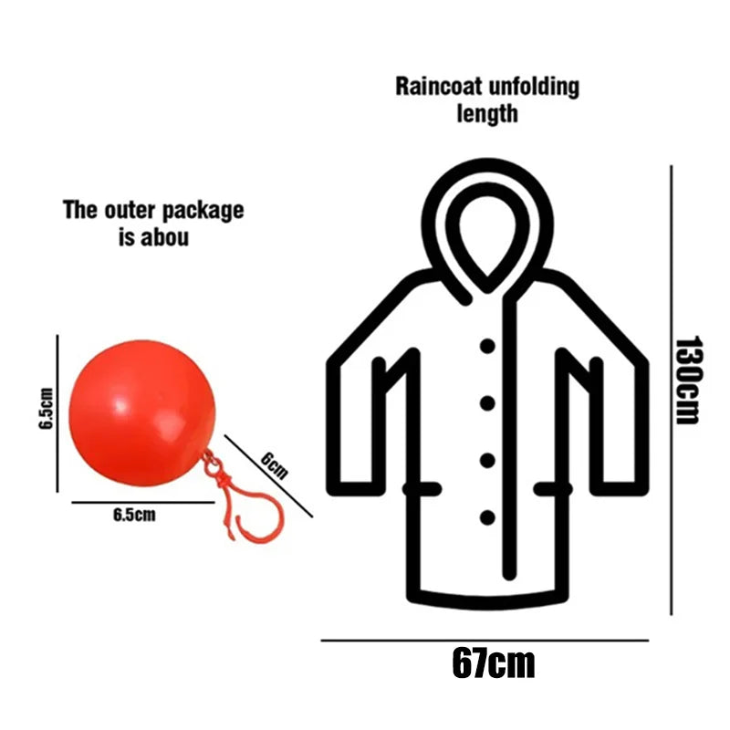Portable disposable raincoat for adults with compressible spherical keychain and pockets can be hung suitable for outdoor travel Oasis Select