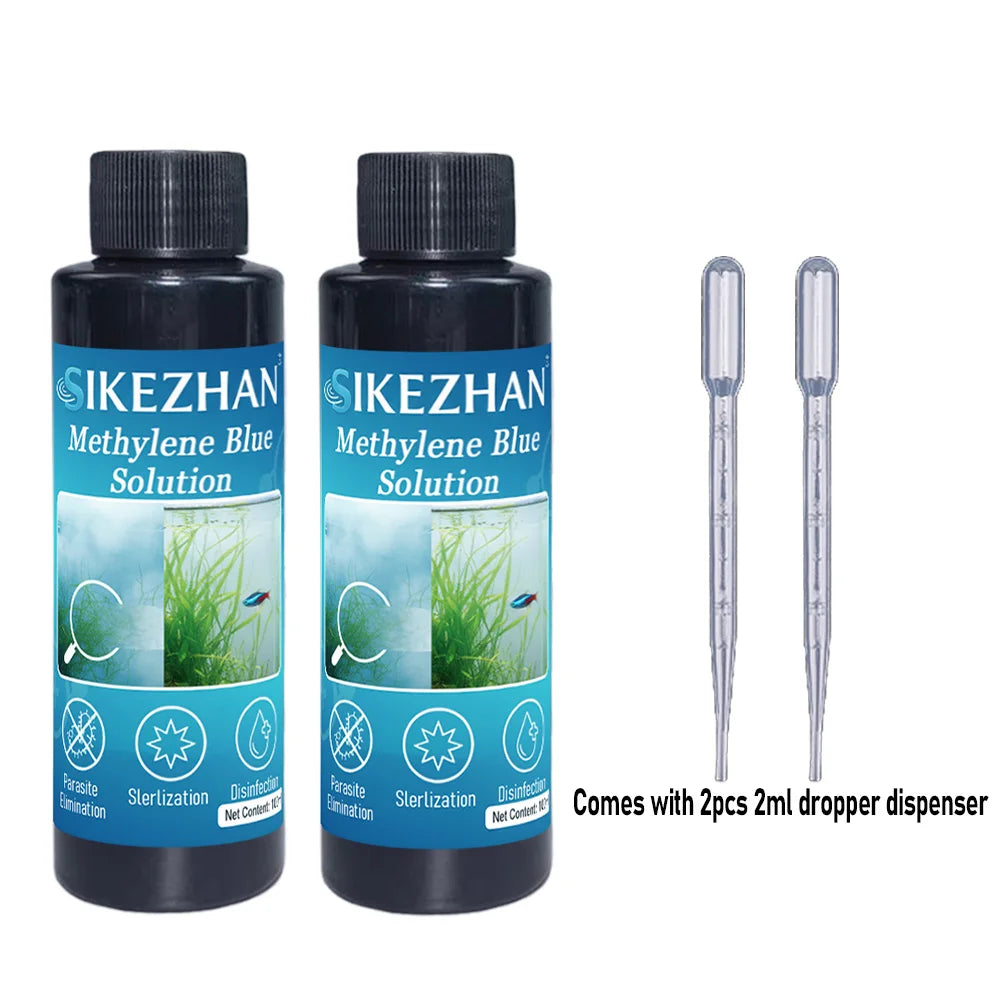 101ml Methylene Blue Aquarium Fish Treatment White Spot Ich Cure Fungal Disease Medicine For Koi Goldfish Betta Tank Care Liquid Oasis Select 2pcs