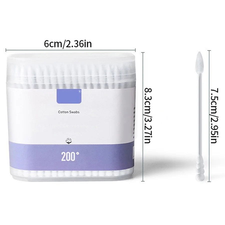 200-Pack Double-Ended Cotton Swabs – Makeup & Personal Care Cotton Swabs Oasis Select