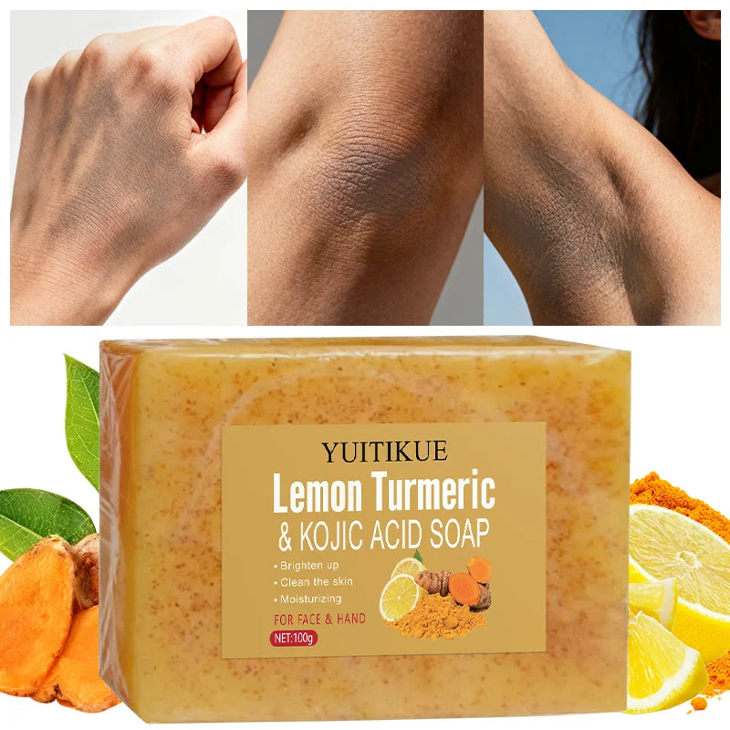 Lemon Turmeric Kojic Acid Soap 100g - Triple Brightening, Deep Cleansing & Moisturizing, for Face & Hand, All Skin Types Oasis Select