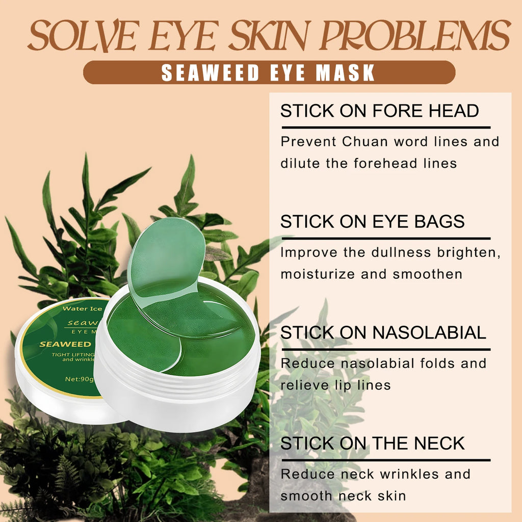 60pcs seaweed hyaluronic acid eye mask to remove dark circles collagen eye patch facial care products Oasis Select