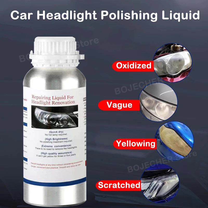 Car Headlight Polishing Liquid Polymer Car Accessories Headlamp Renovation Restoration Cleaning Agent 800ML Auto Repair Products Oasis Select