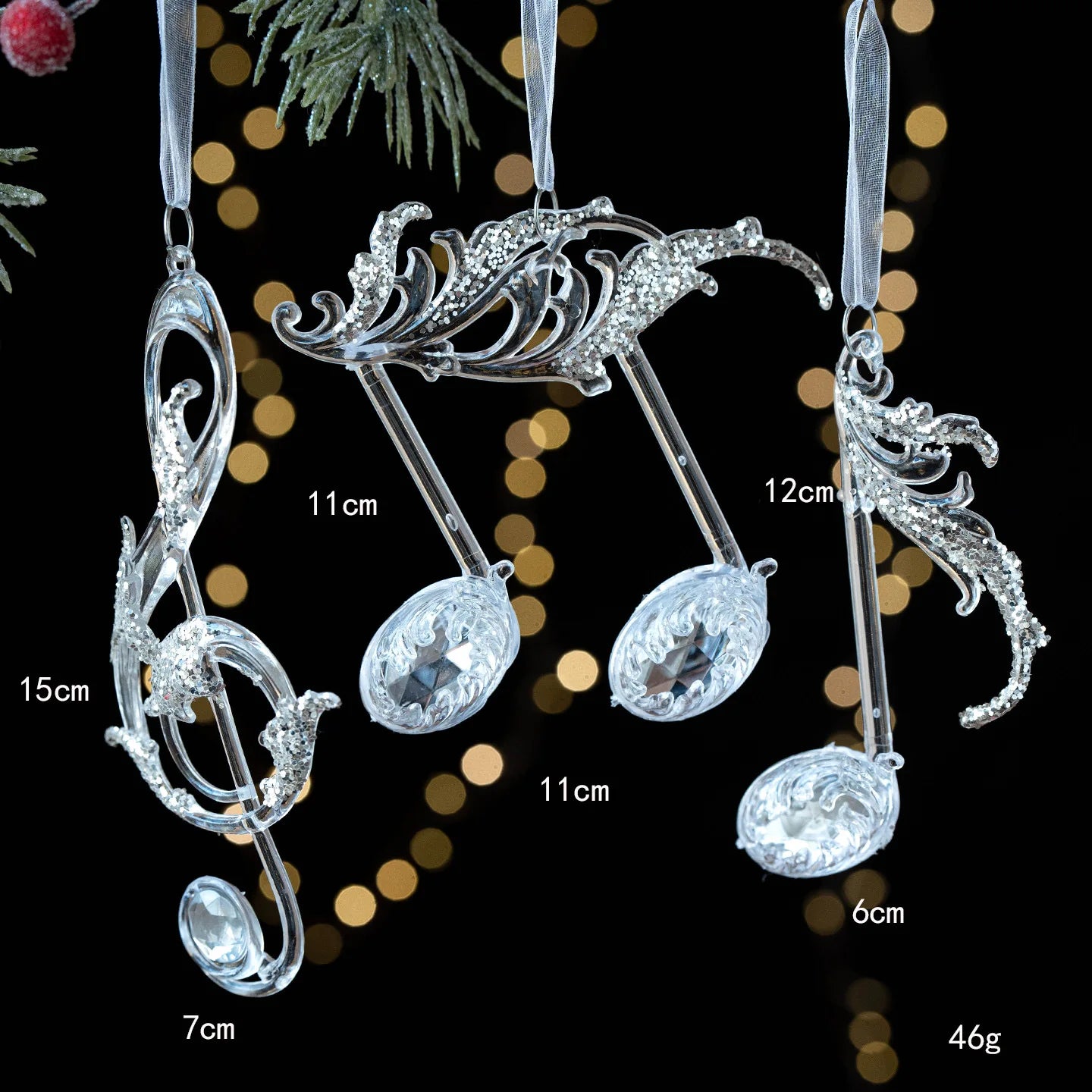 Christmas Tree Pendant Decoration Clear Acrylic Angel Deer Light Luxury Hanging Ornament Christmas Decoration Oasis Select 3PCS Musical