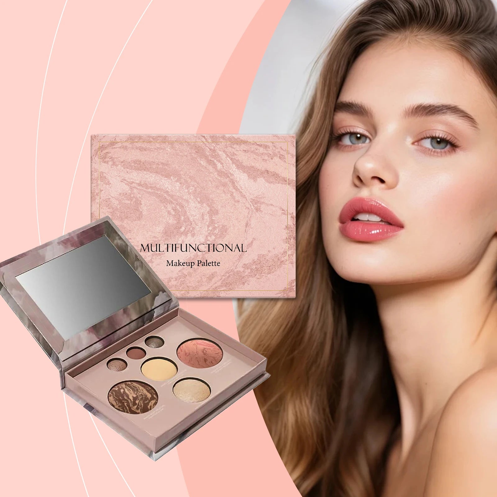 Moisturizing Multi-Functional Makeup Palette Matte and Shimmer, Easy Apply Highlighter Blush Contour Professional Palette Oasis Select 2boxed