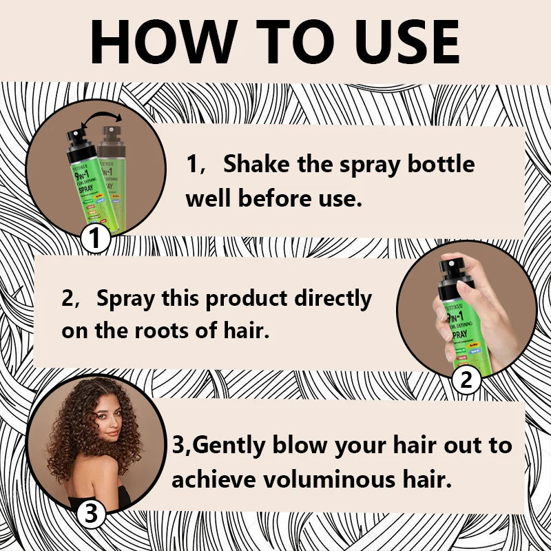 YUITIKUE Anti-Frizz Curl Enhancer Spray – Keratin & Biotin
