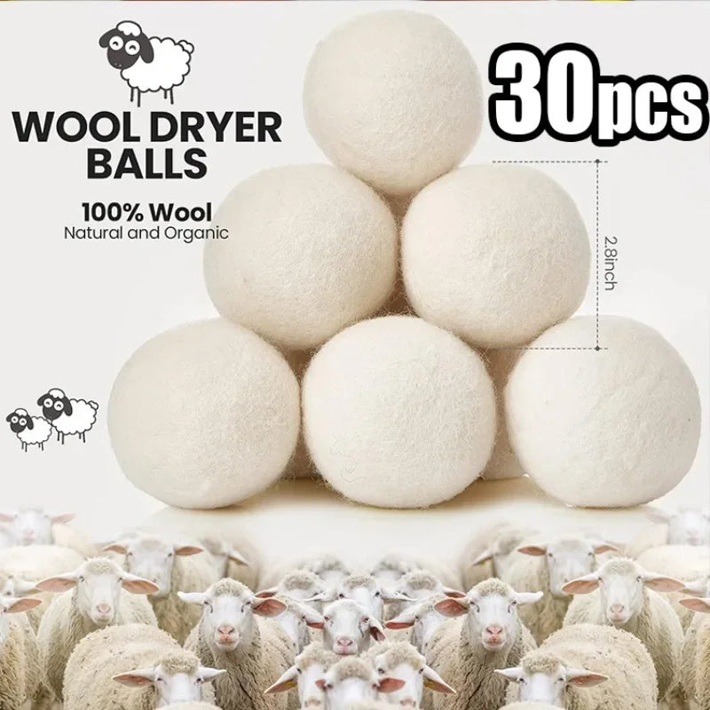 Wool Dryer Balls Reusable Natural Fabric Softener Laundry Washing Machine Accessories Home Washing Fleece Dryer Balls Clothes Oasis Select
