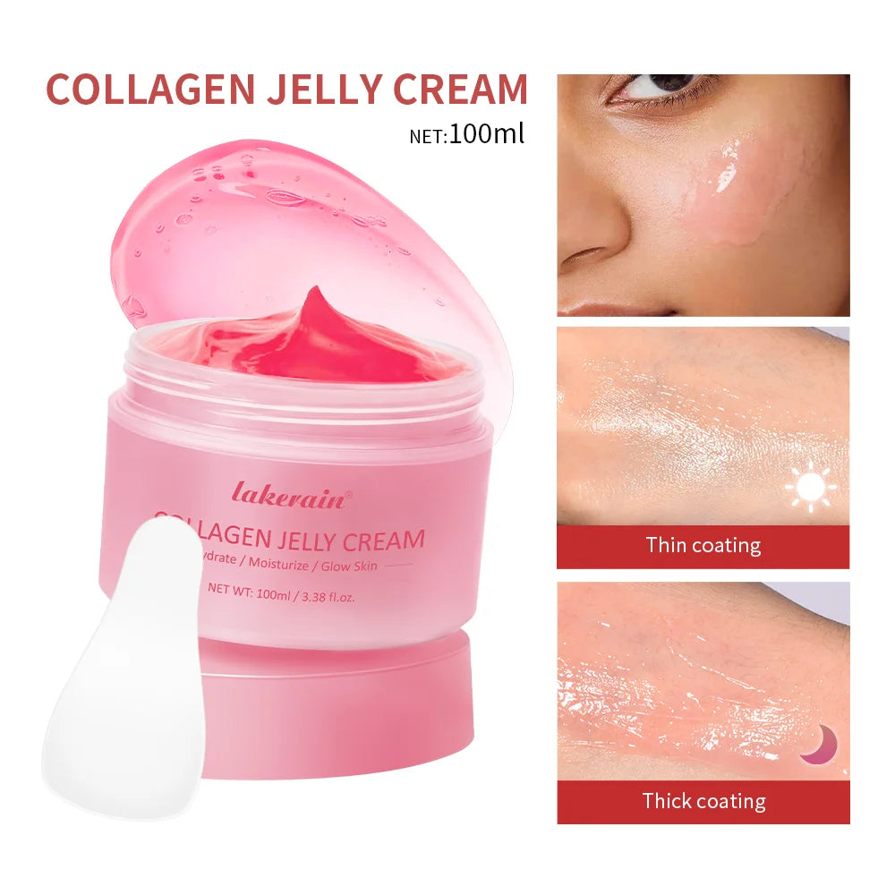 Collagen Face Skincare Set Deep Nourishment Radiant Skin Repair Rough Dry Skin Collagen Night Wrapping Mask & Jelly Cream Combo Oasis Select