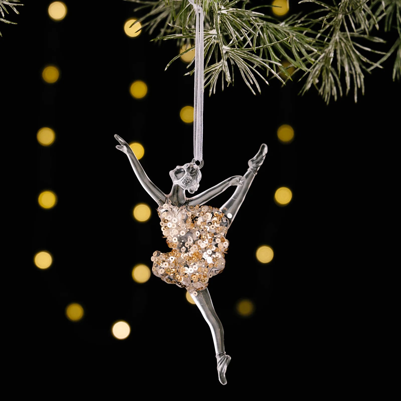 Sequined Acrylic Christmas Ornaments – Snowflake & Bell Pendants
