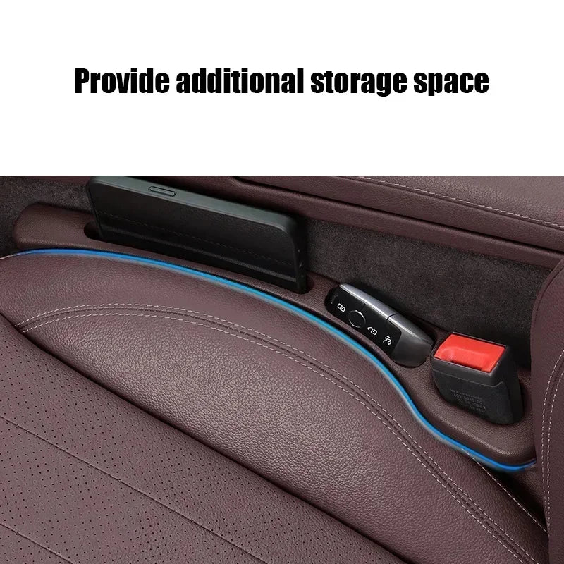2Pcs Car Seat Gap Filler Organizer PU Waterproof Universal Car Seat Gap Anti-leak Stopper Strip 2Slot Seat Gap Storage Organizer Oasis Select