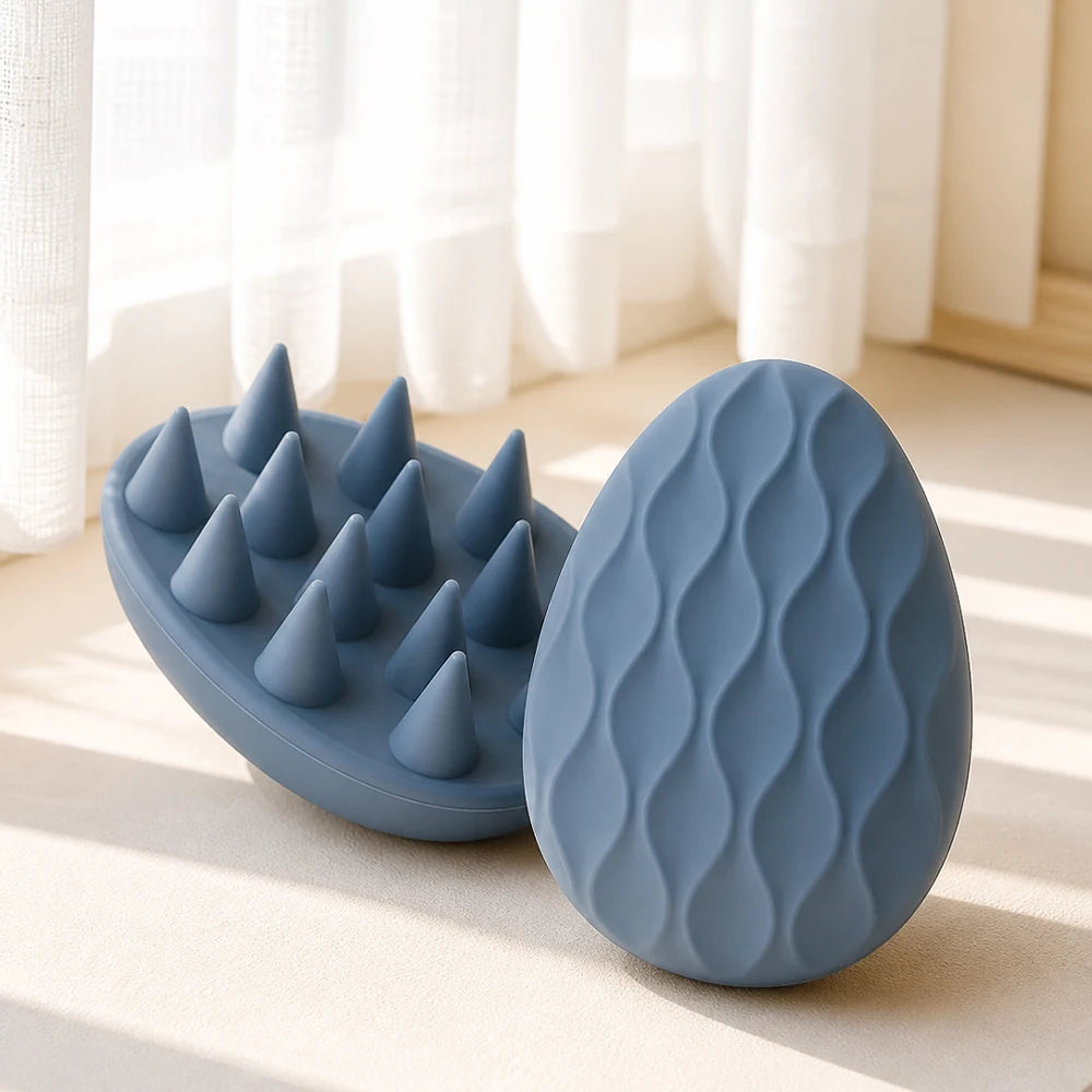 Silicone Scalp Massage Brush – Hair Wash & Body Scrubber Scalp Massage Brush Oasis Select GJ57-blue
