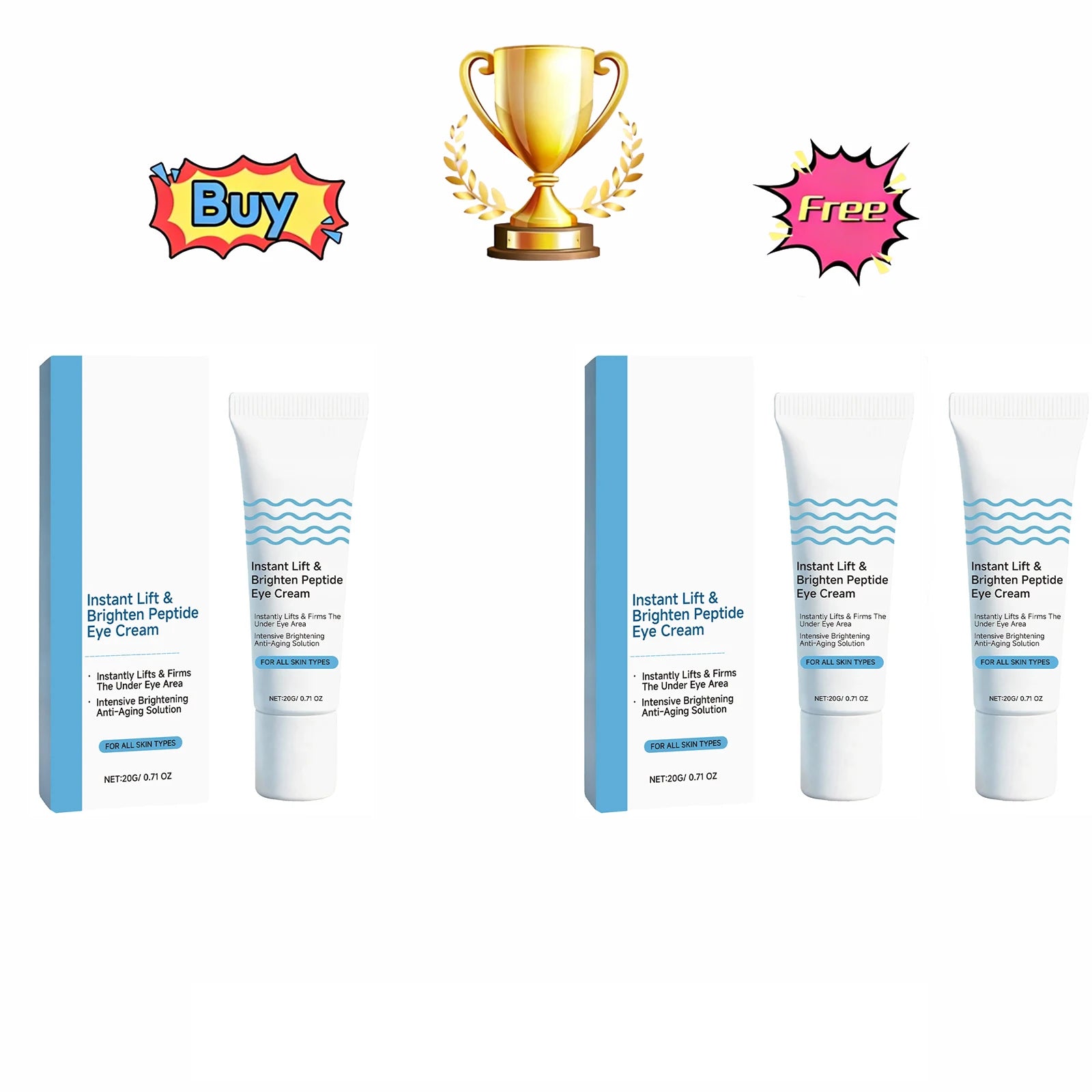 Peptide Eye Cream – Hydrating, Firming & Brightening | 20g Eye Cream Oasis Select Buy 1 Get 2 Free