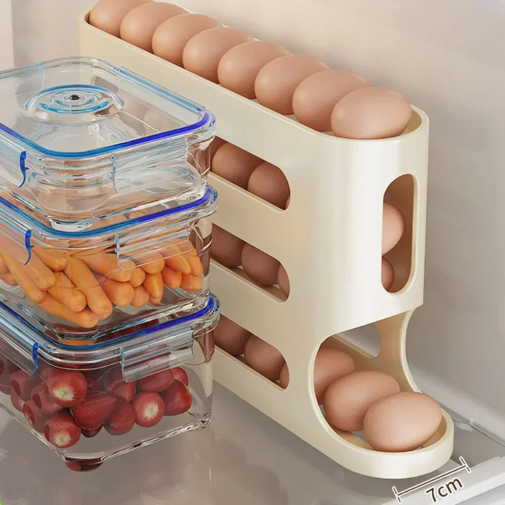4-Layer Rolling Egg Holder – Fridge Egg Dispenser Organizer Fridge Egg Organizer Oasis Select