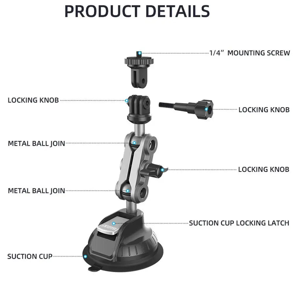 Suction Cup Car Mount for GoPro 12 11 & Insta360 X4 X3 X2