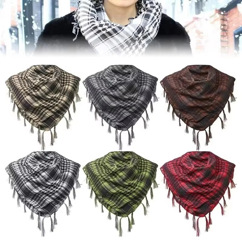 1/2pcs Men Women Scarf Plaid Tartan Lightweight Cotton Keffiyeh Scarf For Winter Square Shawl Scarf Tactical Neck Warmer Cover Oasis Select