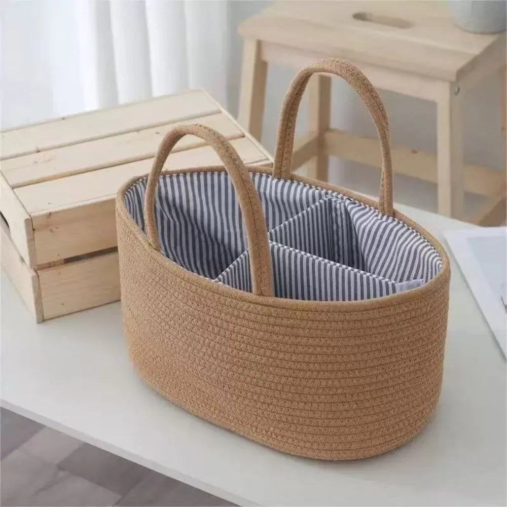Cotton Rope Baby Diaper Storage Basket | Foldable Organizer