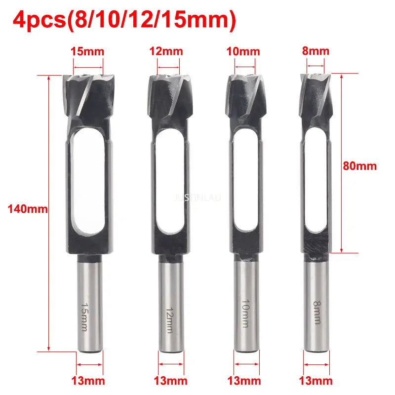 JUSTINLAU Straight And Round Wood Plug Hole Cutter Plug Cutting Drill Take Steel Knife Log Tenon Cork Woodworking Drilling Tools Oasis Select 4pcs