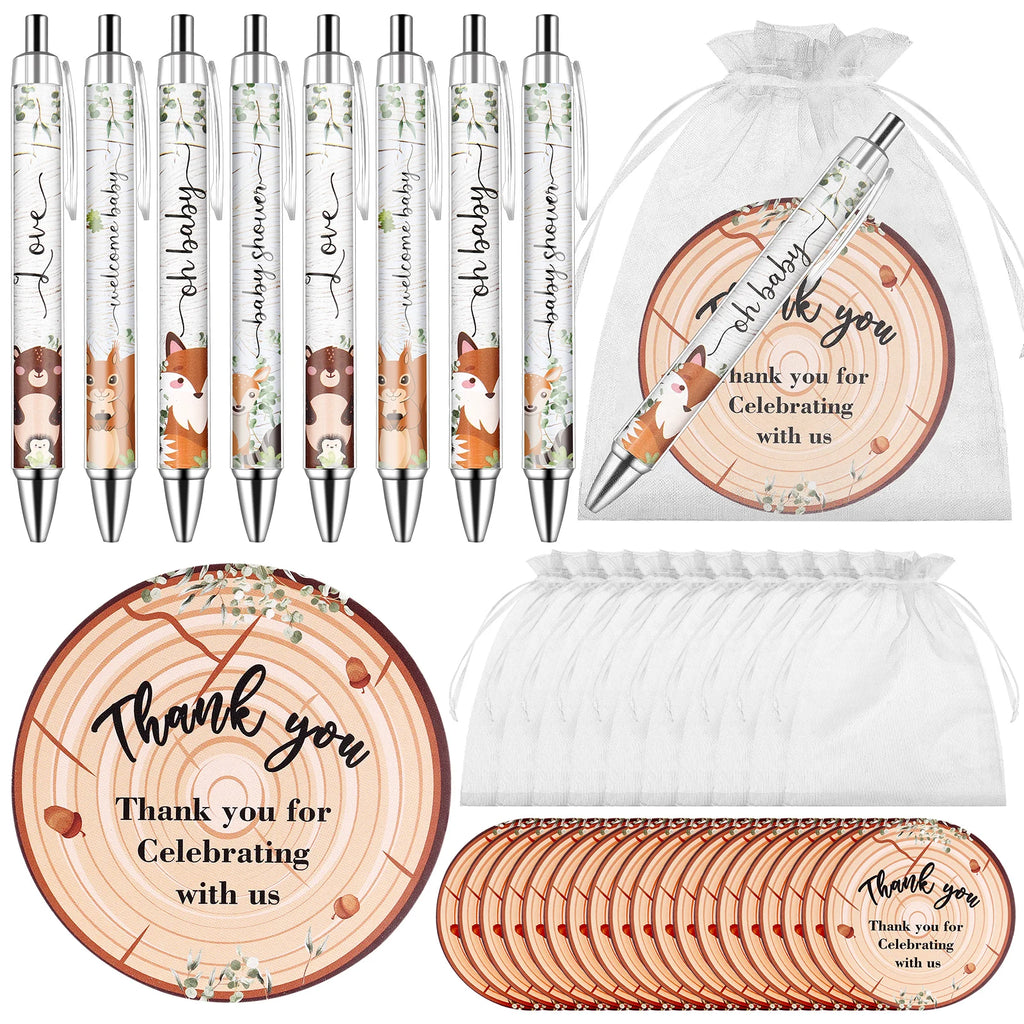 40 Sets Baby Shower Favors Gifts for Guests Include 40 Wild Animal Ballpoint Pens 40 Thank You Greeting Cards 40 Organza Bags Oasis Select A