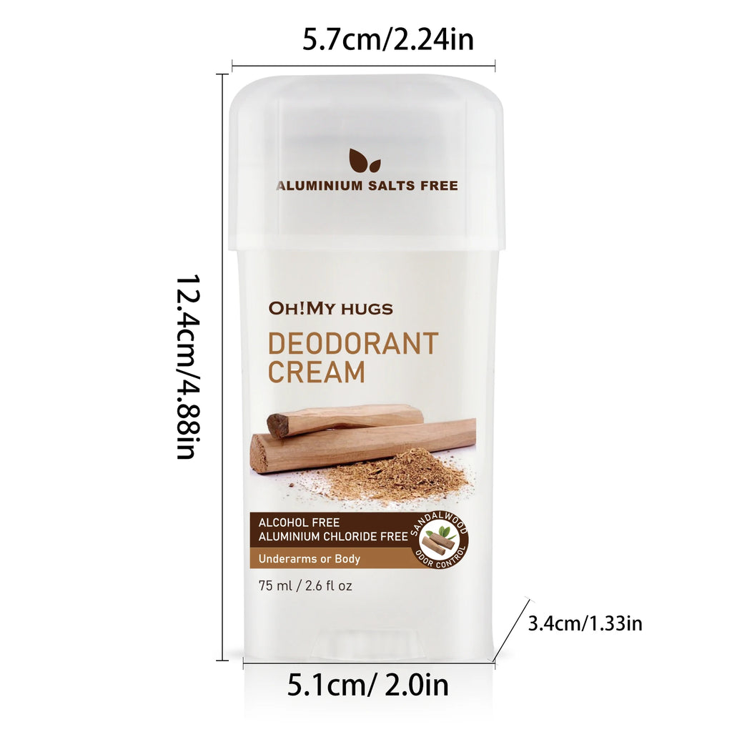 YURHERSU Sandalwood Deodorant Cream – Unisex Odour Control 75ml