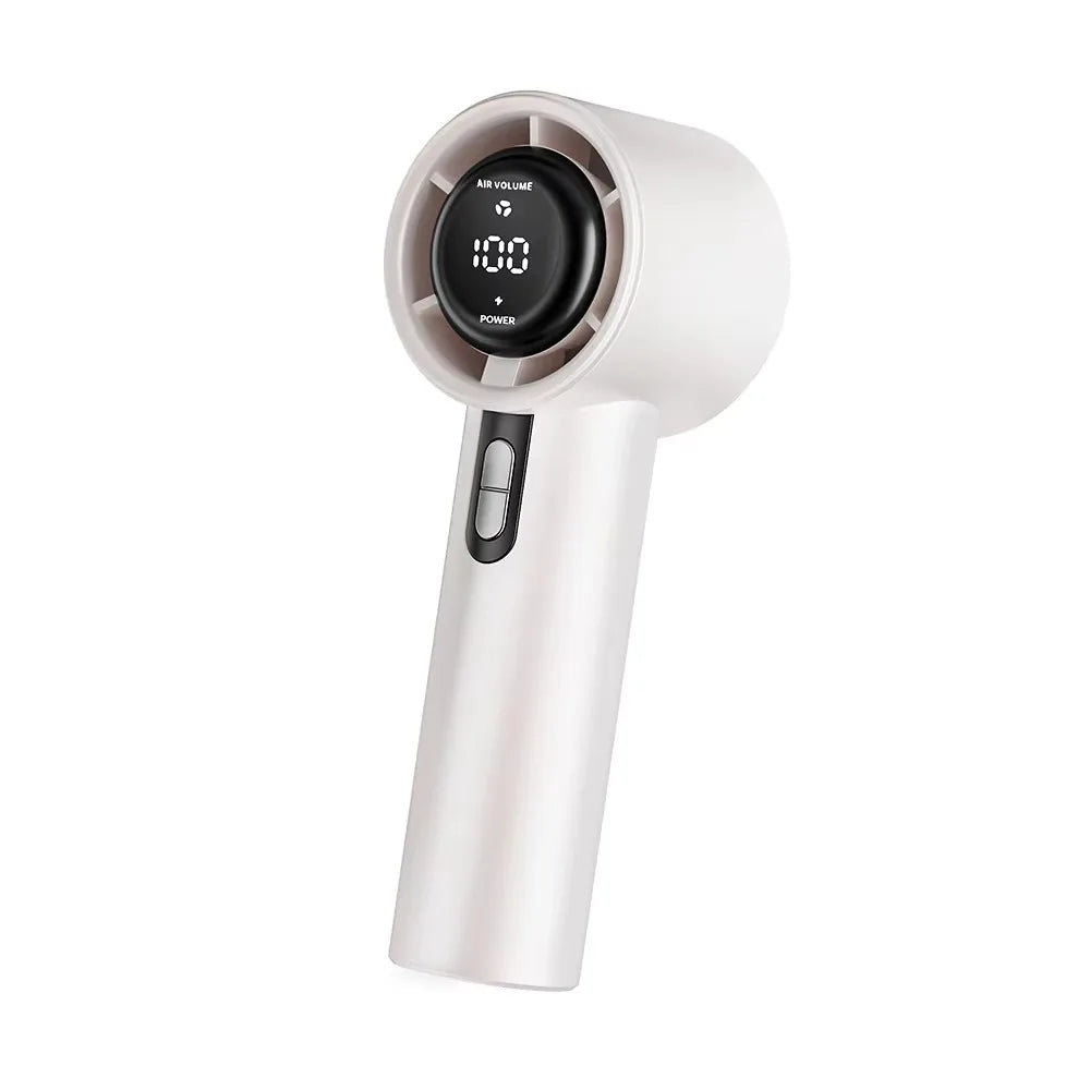 USB Rechargeable Mini Handheld Fan Powerful Wind Ultra-Quiet Small Electric Fan 100 Speed 3000 MAh Cooling and Ice Pack Fan Oasis Select White
